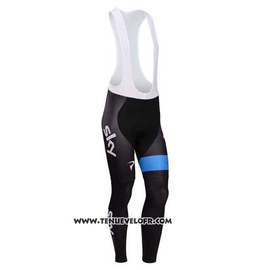 2014 Maillot Ciclismo Sky Blanc et Azur Manches Longues et Cuissard